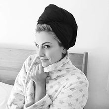 Load image into Gallery viewer, THE PERFECT HAIRCARE Microfiber Hair Towel Wrap Ultra-Fine Anti-Frizz Turban That Never Falls Off - Curly Girl Method Approved &amp; Big (40' x 27.5") - Black
