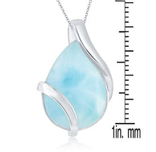 Load image into Gallery viewer, Sterling Silver Natural Larimar Pear-Shaped Designed 18" Pendant Necklace

