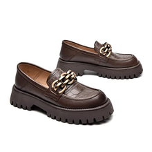 Load image into Gallery viewer, Beau Today Loafers for Women with Chains Chunky Platform Lug Sole Slip On Shoes Brown 6

