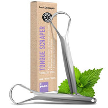 Load image into Gallery viewer, Tongue Scraper (2 Pack), Reduce Bad Breath (Medical Grade), Stainless Steel Tongue Cleaners, 100% BPA Free Metal Tongue Scrapers Fresher Breath in Seconds
