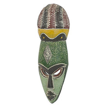 Load image into Gallery viewer, NOVICA Large Handcrafted Painted Green and Yellow Nigerian Rubber Wood African Mask, God's Gift'
