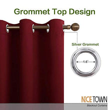Load image into Gallery viewer, NICETOWN Holiday Decor Thermal Insulated Solid Grommet Blackout Curtains/Drapes for Living Room on Christmas &amp; Thanksgiving (1 Pair, 42 by 63 inches, Burgundy Red)
