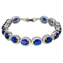 Load image into Gallery viewer, Hermosa Oval Ladies Tennis Bracelet Sapphire Ruby Emerald White Topaz Silver 7 inch (Sapphire)
