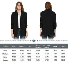 Load image into Gallery viewer, Charis Allure Womens 3/4 Ruched Sleeve Blazer Jacket Lightweight Work Office Open Front Solid Coat, Black, S
