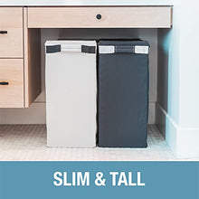 Load image into Gallery viewer, CleverMade Laundry Hamper Collapsible Sorter Basket - Freestanding Foldable Tall Clothes Storage Bin with Premium Handles for Kids Room, Nursery, Bathroom, Bedroom, and Closet; Cream
