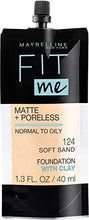 Load image into Gallery viewer, Maybelline New York Fit Me Matte + Poreless Liquid Foundation, Pouch Format, 124 Soft Sand, 1.3 Ounce
