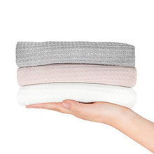 Load image into Gallery viewer, First Landings Baby Wrap | Set of 3 Premium Knit Wraps | Newborn Photography Props for Boy or Girl Photoshoot | Unisex Newborn Receiving Blankets or Baby Swaddle Wrap
