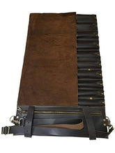 Load image into Gallery viewer, Professional Chef Bag Lightweight Genuine Premium Dark Brown Leather 10 Pockets Knife Bag/Chef Knife Roll with Buckles
