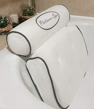 Load image into Gallery viewer, SpaSense Platinum Spa Bath Pillow Luxury Bathtub Suport for Neck and Shoulders 3D Air Mesh Breathable Spa Pillow Washable Head Rest for Bath Relax and Enjoy
