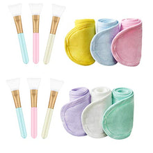 Load image into Gallery viewer, 6 Silicone Face Mask Brushes Facial Mud Applicator Clay Tools and 6 Spa Facial Headband Terry Cloth for Charcoal Mixed Mask Soft
