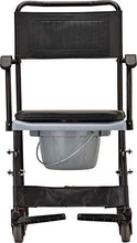 Load image into Gallery viewer, NOVA Medical Products Drop Arm (for Easy User Transfer) Transport Chair Commode, Rolling with Locking Wheels &amp; Removable Padded Seat, Hammertone
