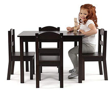 Load image into Gallery viewer, Humble Crew Kids Wood Table &amp; 4 Chair Set, 5-Piece, Espresso
