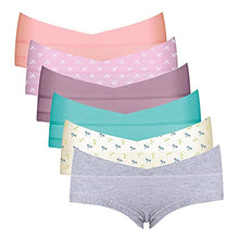 Load image into Gallery viewer, Intimate Portal Maternity Underwear Under the Bump Pregnancy Postpartum Panties Womens Cotton Briefs 6-Pk Blooms L
