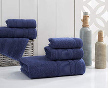 Load image into Gallery viewer, Qute Home Spa &amp; Hotel Towels 6 Piece Towel Set, 2 Bath Towels, 2 Hand Towels, and 2 Washcloths - Navy Blue
