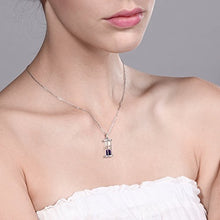 Load image into Gallery viewer, Gem Stone King 925 Sterling Silver Amethyst Dust Hourglass Pendant Necklace with 0.75 Ct with 18 Inch Silver Chain
