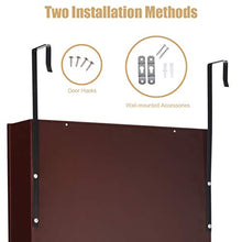 Load image into Gallery viewer, Giantex 15 LEDs Jewelry Cabinet Wall Door Mounted, Lockable Jewelry Armoire with Full Length Mirror, Cosmetics Tray, Lipstick Brush Holders, Build-in Makeup Mirror, Jewelry Cabinet for Women Girls (Brown)
