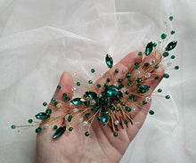 Load image into Gallery viewer, Aimimier Bridal Green Crystal Hair Comb Emerald Hair Vine Malachite Green Wedding Headpiece Prom Party Festival Hair Accessories for Women and Girls
