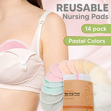 Load image into Gallery viewer, Pregnancy Belly Support Band, Maternity Belt And Organic Bamboo Nursing Breast Pads Bundle - Pelvic Support Belt (Classic Ivory, One Size) - 14 Washable Pads + Wash Bag (Pastel Touch, Large 4.8")
