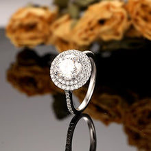 Load image into Gallery viewer, Frayerr Vintage Design Anniversary Ring - Excellent Round Cut 2.00 Carat Moissanite Women Ring - Double Halo 925 Silver Handcrafted Ring
