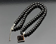 Load image into Gallery viewer, ElisaJewelryArt - Natural Pyramid Tiger Eye Pendant Necklace Black Onyx Beaded Necklace Genuine Gemstone Anxiety Stone Clasp Closure Necklace Unisex Necklace (Tiger Eye)
