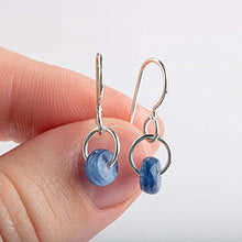 Load image into Gallery viewer, Small Blue Kyanite Gemstone Spinner Orbit Earrings in Sterling Silver

