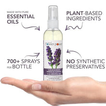 Load image into Gallery viewer, Natural Flower Power Air Freshener Spray | Lavender 4 Fl Oz | Pack of 3 | Scented w/ Pure Essential Oils | Non-Aerosol Plant-Based Odor Eliminator | Room, Linen, or Car Spray| Cruelty-Free &amp; Vegan
