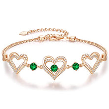 Load image into Gallery viewer, CDE Forever Love Heart Bracelet 925 Sterling Silver with Birthstone Zirconia, Birthday Jewelry Gift for Girls Mother’s Day Gifts for Women Mom
