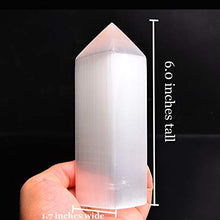 Load image into Gallery viewer, AMOYSTONE Selenite Tower Crystals and Healing Stones Wands Crystal Points 4 Sides Tower Large 6" Tall 1 PC
