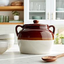Load image into Gallery viewer, R&amp;M International Traditional Style 4.5-Quart Large Ceramic Bean Pot with Lid, Brown
