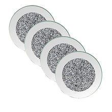 Load image into Gallery viewer, GIMORRTO Glass Mirrored Coaster 4 PC , Crushed Diamond Round 4" Cup Mat Decor on Tabletop for Bar Tools Dining Table

