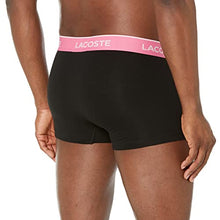 Load image into Gallery viewer, Lacoste Men's 3-Pack Regular Fit Boxers, Black/Fiji-RESEDA Pink-LY, X-Large
