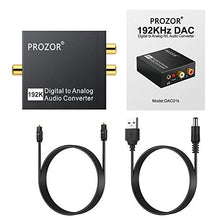 Load image into Gallery viewer, PROZOR 192KHz Digital to Analog Audio Converter DAC Digital SPDIF Optical to Analog L/R RCA Converter Toslink Optical to 3.5mm Jack Adapter for PS3 HD DVD PS4 Amp Apple TV Home Cinema
