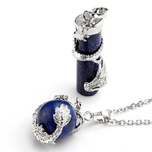 Load image into Gallery viewer, Jovivi 2pc Dragon Wrapped Dyed Lapis Lazuli Round Ball Cylinder Gemstone Healing Crystal Pendant Necklace Set
