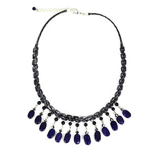 Load image into Gallery viewer, NOVICA Lapis Lazuli Stainless Steel Beaded Necklace, 17" 'Raindrops'
