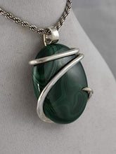 Load image into Gallery viewer, Bellas PEndants Malachite Stone Pendant Hand Wrapped in Silver by Isabella Roth
