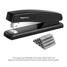 Load image into Gallery viewer, AmazonBasics 10-Sheet Capacity, Non-Slip, Office Stapler with 1000 Staples, Black
