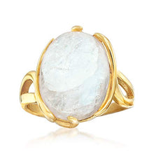 Load image into Gallery viewer, Ross-Simons Moonstone Twisted Ring in 18kt Gold Over Sterling
