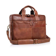 Load image into Gallery viewer, KomalC 16 Inch Leather briefcases Laptop Messenger Bags for Men and Women Best Office School College Satchel Bag (TAN)

