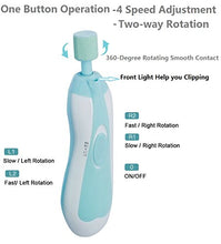 Load image into Gallery viewer, Baby Nail Clipper Baby Nail File - ELINKA Upgrade Safe Electric Baby Nail Trimmer Clippers Kit with Light for Newborn Infant Kids Toddler Toes Fingernails Care Trim Polish
