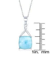 Load image into Gallery viewer, Sterling Silver High Polish Natural Larimar Square 18" Pendant Necklace
