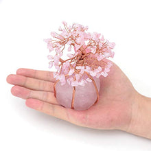 Load image into Gallery viewer, Top Plaza Chakra Healing Crystals Copper Money Tree Wrapped On Natural Rose Quartz Base Feng Shui Luck Figurine
