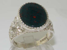 Load image into Gallery viewer, Gents Solid 925 Sterling Silver Natural Bloodstone Mens Mans Signet Ring - Size 12 - Sizes 6 to 13 Available
