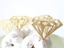 Load image into Gallery viewer, Diamond Ring Cupcake Toppers, Gold Glitter Cupcake Toppers, Bridal Shower Decorations
