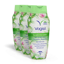 Load image into Gallery viewer, Vagisil Scentsitive Scents Daily Intimate Feminine Wash for Women - Cucumber Magnolia, Gynecologist Tested, Fresh and gentle on skin, 12 Ounce, Pack of 3
