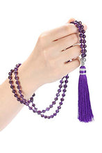 Load image into Gallery viewer, JOVIVI 108 Mala Beads Necklace Natural Amethyst Semi-Precious Gem Stones Meditation Necklace 108 Hand Knotted Mala Beaded Tassel Necklace Pendant

