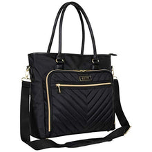 Load image into Gallery viewer, Kenneth Cole Reaction Chelsea Quilted Chevron 15" Laptop &amp; Tablet Business Tote With Removeable Shoulder Strap, Black
