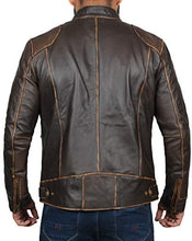 Load image into Gallery viewer, Blingsoul Cafe Racer Slim Fit Men Leather Jacket Brown | [1100506] Dodge Dark Brown - 2XL
