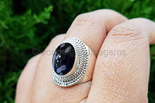 Load image into Gallery viewer, Snowflake Obsidian Silver Ring, 925 Sterling Silver, Cab Oval, Bohemian, Gypsy, Statement Ring, Natural Gemstone, Unique Gift, Woman's Jewelry, Mother's Day Gift Ring
