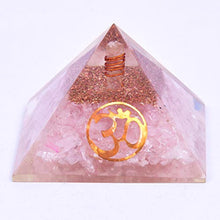 Load image into Gallery viewer, Orgone Pyramid Rose Quartz for EMF Protection &amp; Healing Meditation Orgonite Pyramids Crystal AUM Chakra
