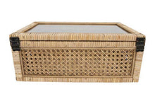 Load image into Gallery viewer, Creative Co-Op Woven Rattan Glass Lids &amp; Fir Wood Frame (Set of 2 Sizes) Display Boxes, Beige
